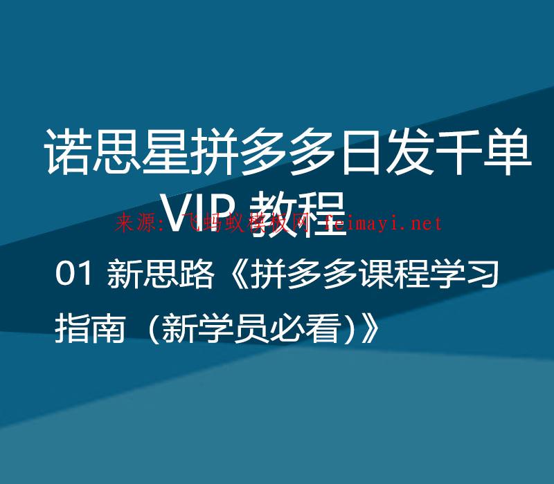諾思星拼多多日發千單VIP教程 01 新思路《拼多多課程學習指南（新學員必看）》