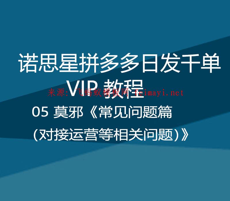 諾思星拼多多日發千單VIP教程 05 莫邪《常見問題篇（對接運營等相關問題）》 