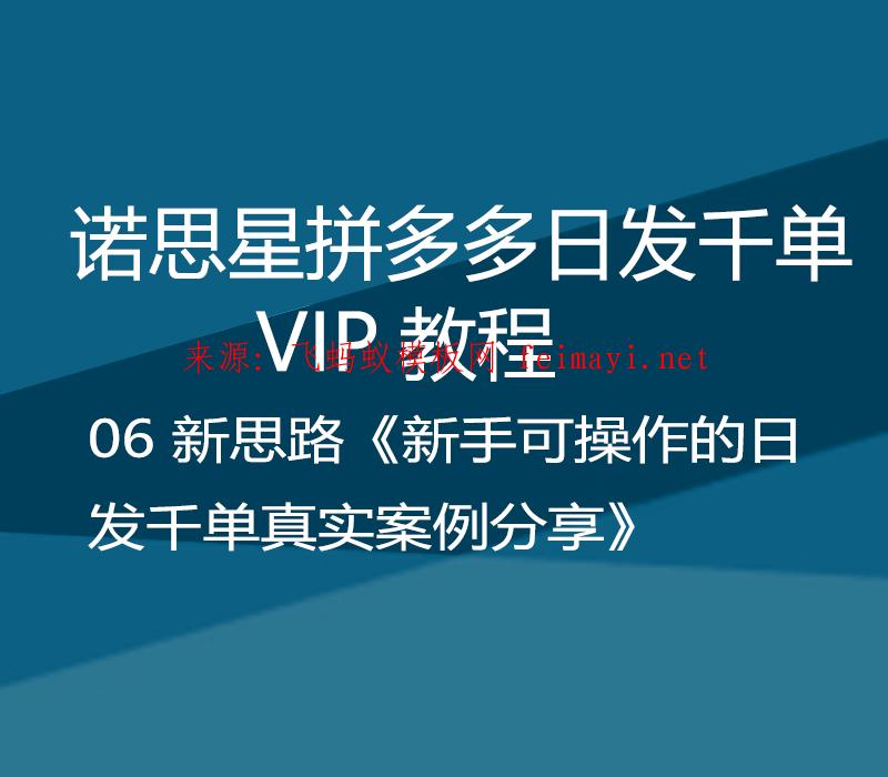 諾思星拼多多日發千單VIP教程 06 新思路《新手可操作的日發千單真實案例分享》 