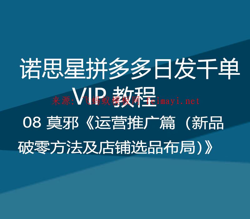 諾思星拼多多日發千單VIP教程 08 莫邪《運營推廣篇（新品破零方法及店鋪選品布局）》