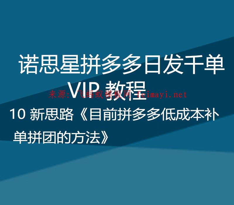 諾思星拼多多日發千單VIP教程 10 新思路《目前拼多多低成本補單拼團的方法》 