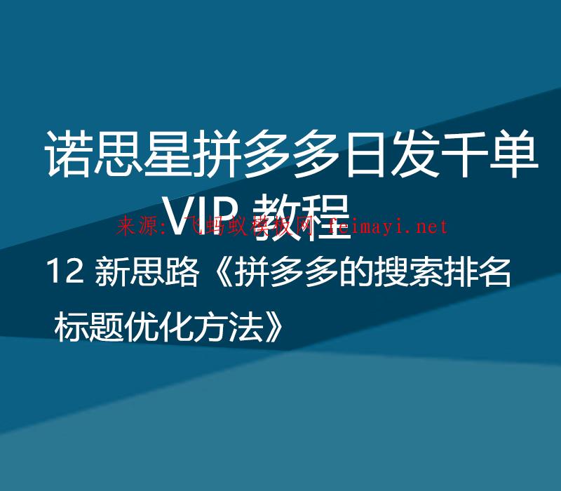 諾思星拼多多日發千單VIP教程 12 新思路《拼多多的搜索排名標題優化方法》